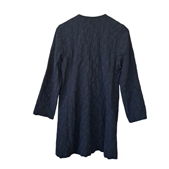 EILEEN FISHER Black Textured Wool Open Front Long Jacket Size Small Minimalist - Picture 8 of 10